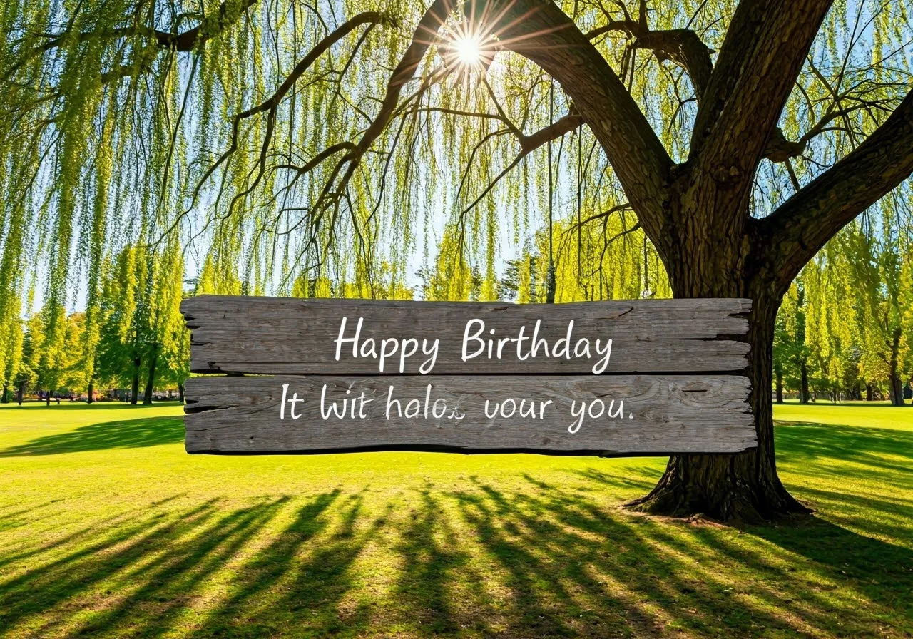 Birthday quote on wooden sign