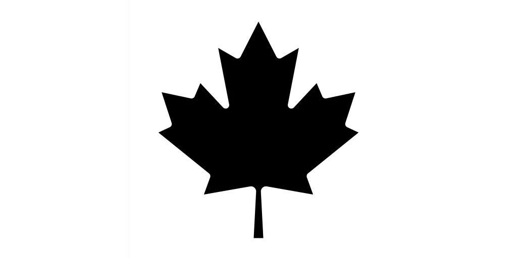 Black silhouette of a maple leaf on a white background, with distinct, pointed lobes and a central stem.