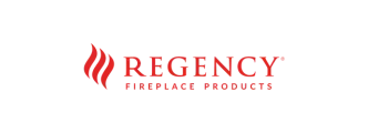 Logo of Regency Fireplace Products featuring a stylized red flame icon followed by the word "REGENCY" in bold red letters, with "FIREPLACE PRODUCTS" in smaller red text below.