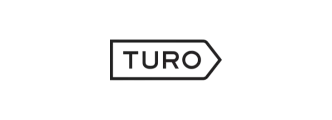 Logo of Turo featuring the brand name in bold, black letters within a stylized arrow pointing to the right. The background is white.