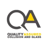 Logo featuring the letters "QA" in large font, with a yellow triangle integrated into the "A" and a magnifying glass overlaying the "Q". Below it, the text reads "QUALITY ASSURED" and "SOLUTION AND SALES" in smaller font.