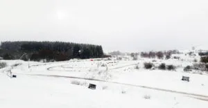 La piste du Trophée Andros sous la neige