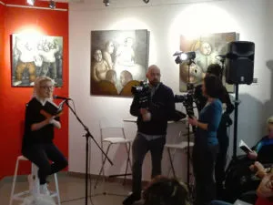 L'équipe de 21 cm durant le tournage à Libraire les Volcans