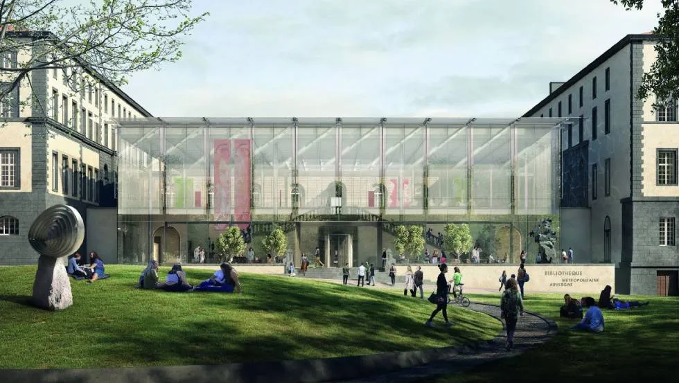 Clermont Bibliothèque métropolitaine Vue Exterieure A depuis le Jardin de Lecture (c) Forbes Massie