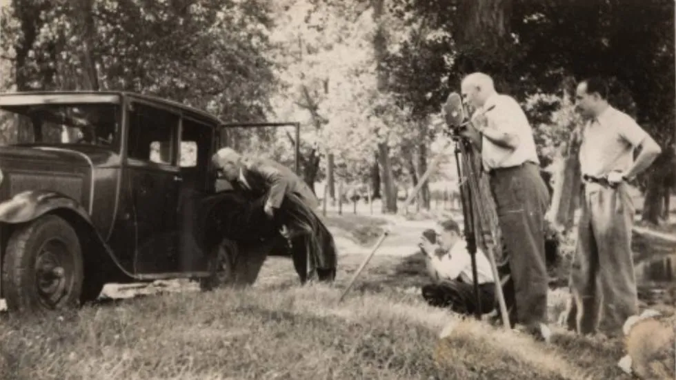 Tournage du film "M Truc cherche un scénario" par Amaury Laurentin / Photo Archives départementales.