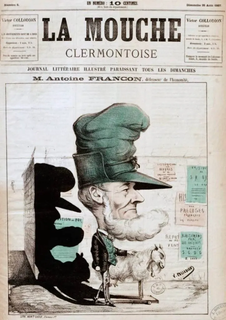 La une de La Mouche, 25 août 1867. Dessin, Victor Collodion - Coll. A.-S. Simonet