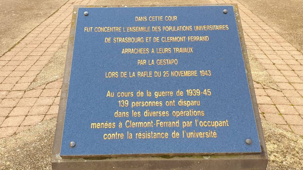 Plaque commémorative rafle université Clermont / Photo 7 Jours à Clermont