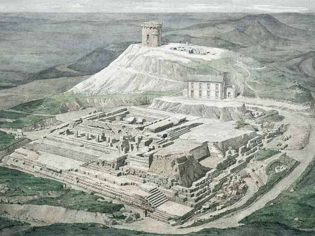 Aquarelle du Temple de Mercure de Louis-Clémentin Bruyerre, 1876 (c) médiathèque du patrimoine