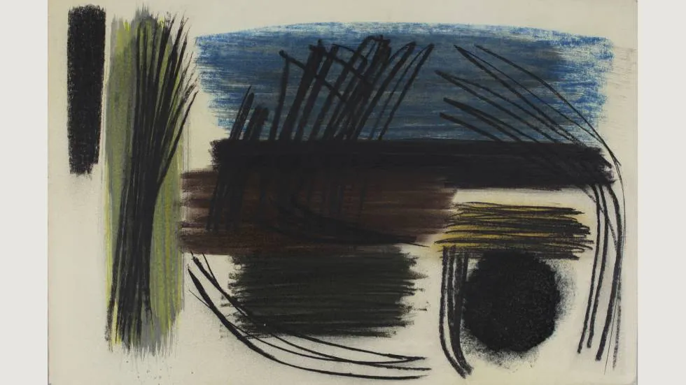 Hans Hartung PU-6 (1950),1950, Pastel et huile sur papier, 48.4 X 73 cm