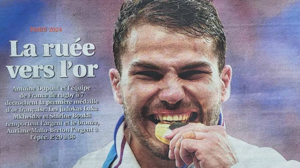 Dupont croque l'or / Une de l'Équipe du 28 juillet 2024