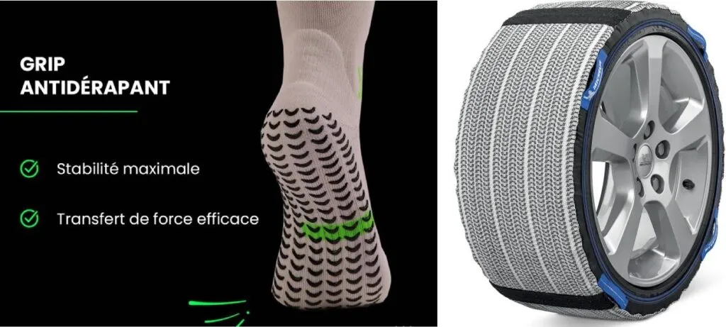 Les chaussettes de Décathlon et de Michelin