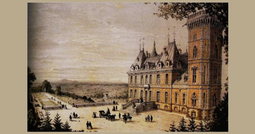 Au temps effacé de la vie de château, à Nades. Lithographie d’Hubert Clerget (XIX e s.) - DP