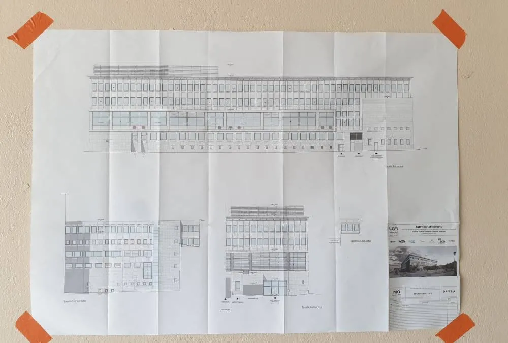 Dessin du bâtiment Mitterrand Faculté de Droit de Clermont