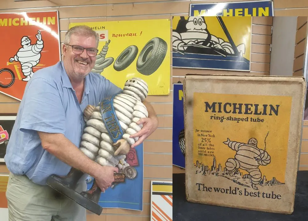 Jean Marc Lecubin avec un vieux Bib et un packaging américain Photos 7 Jours à Clermont