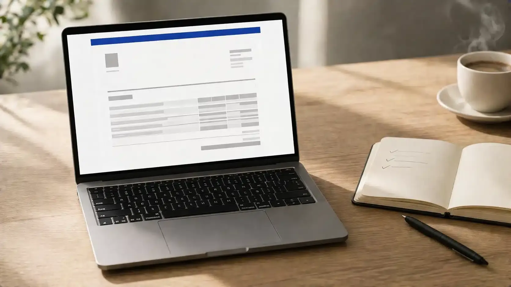 rechnung-schreiben-pflichtangaben-vorlage Rechnung schreiben Pflichtangaben, Rechnungs-Vorlage am Laptop.