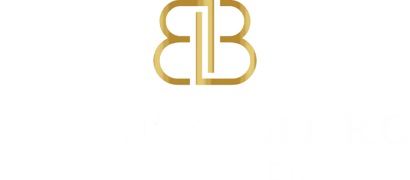 Een gouden letter b-logo op een witte achtergrond.