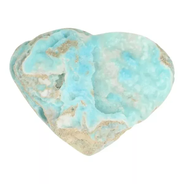 Fraai soort carribean blue calciet hart van maar liefst 13cm breed