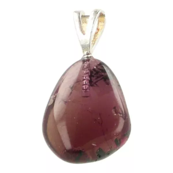 Fraaie rode toermalijn hanger met oogje van zilver 'nr1'