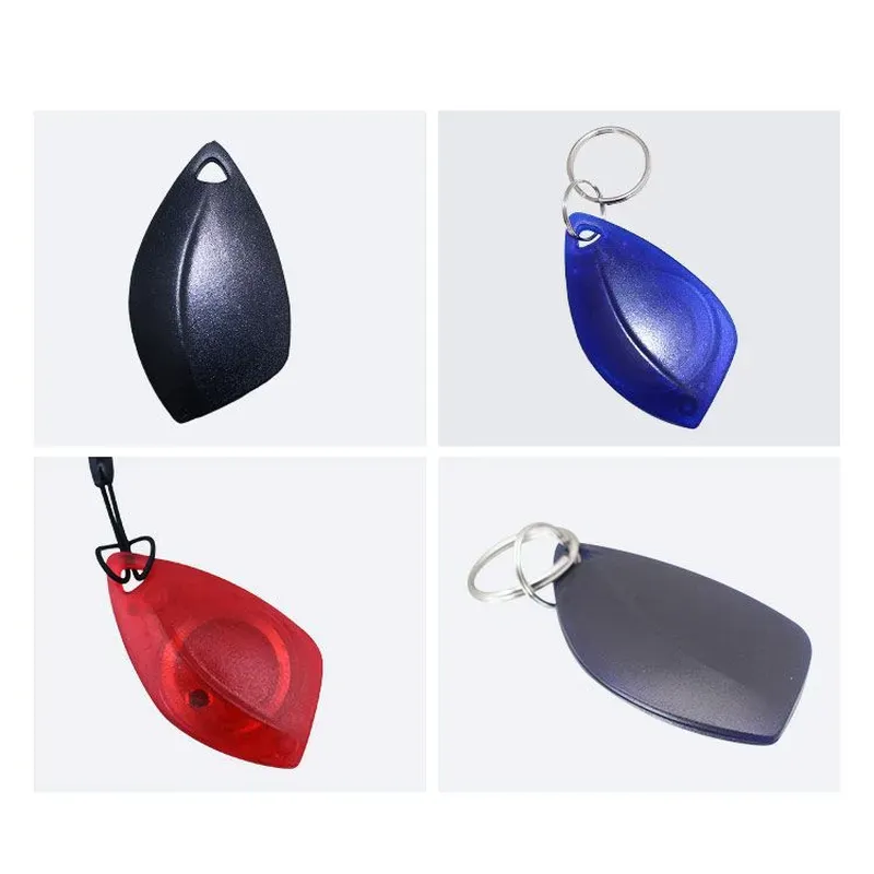 Werjûn binne fjouwer mifare klassike 1k kaai fobs yn ferskate kleuren: swart, blau, read, en griis. Elke fob hat in unike metoade foar ûntwerp en taheaksel.