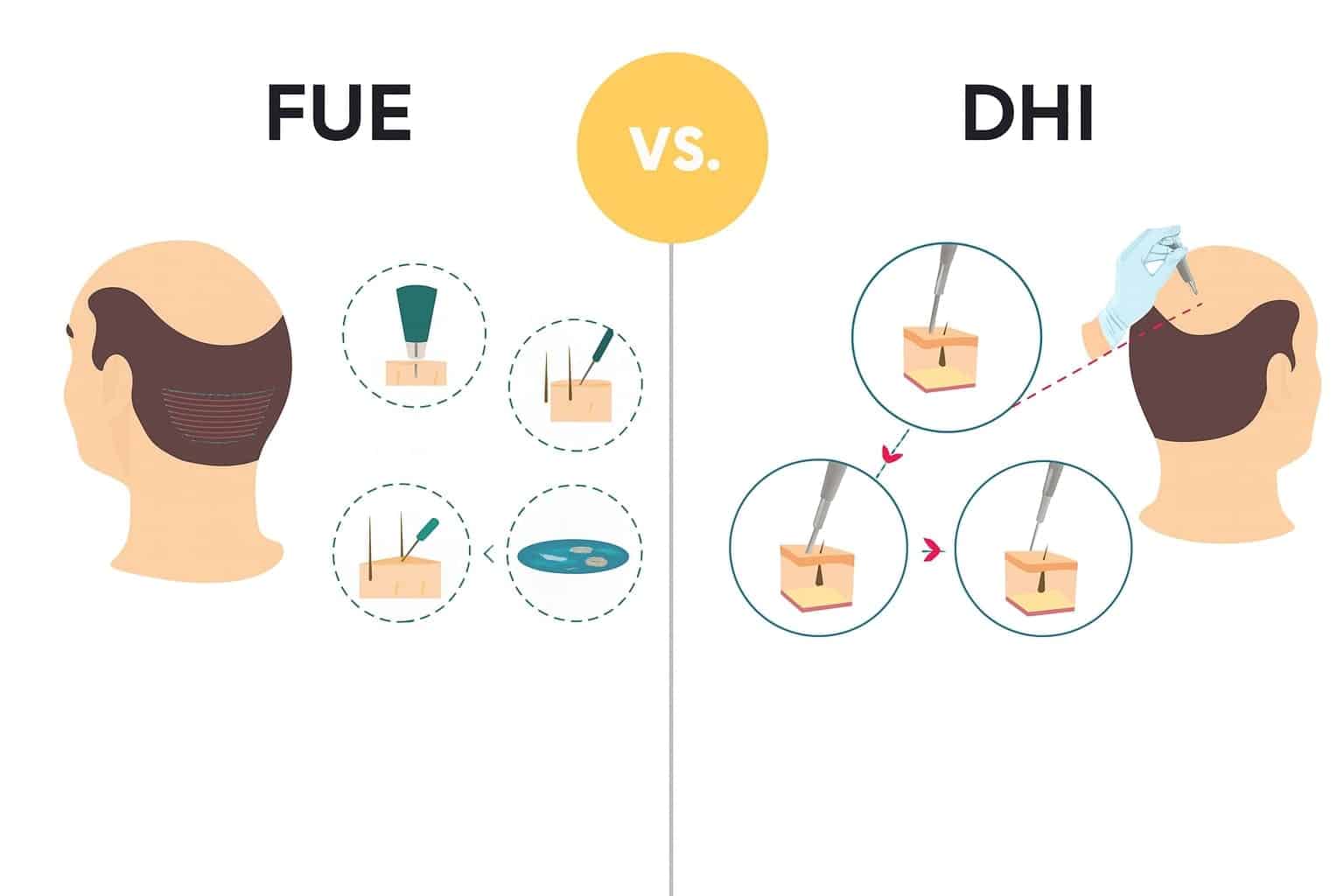 FUE vs DHI Hair Transplant Procedures fue vs dhi