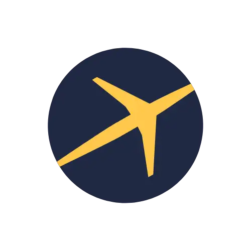 A yellow airplane silhouette on a dark blue circular background represents the adventurous spirit of Lifty Life.