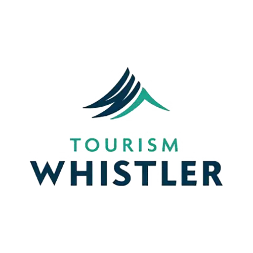 Tourism Whistler logo featuring stylized mountain peaks above the words "TOURISM WHISTLER" in blue and teal text, reflecting the area's vibrant spirit and role as a hub for vacation rental management in Whistler.