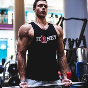 man exercising weights