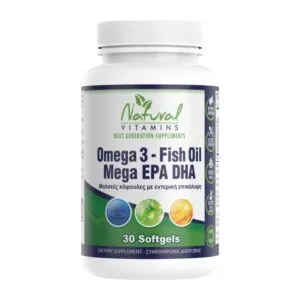 Omega 3 Fish Oil 1000mg - Natural Vitamins 30 Κάψουλες