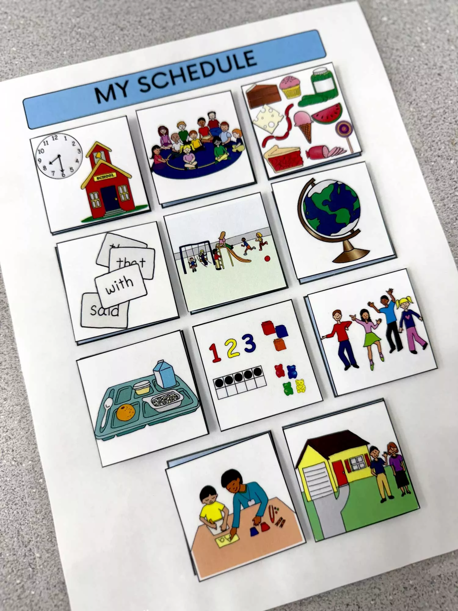 An example of a visual schedule to help with behavior during aba therapy session