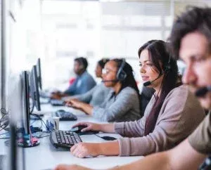 Office wokers at computers