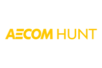 Yellow printed logo for AECOM Hunt