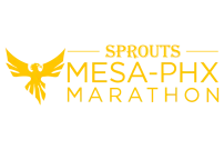 Yellow printed logo for Sprouts Mesa-Phoenix Marathon