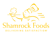 Yellow printed logo for Shamrock Foods