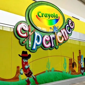Colorful wall graphics installed for the Crayola Experience