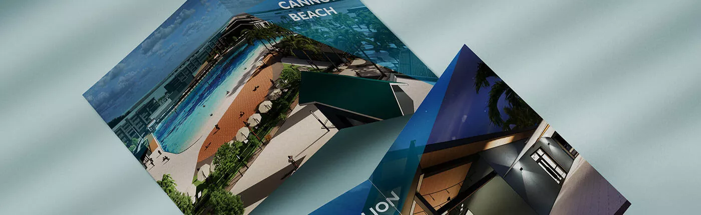 Printed bifold presentation for new beach resort.