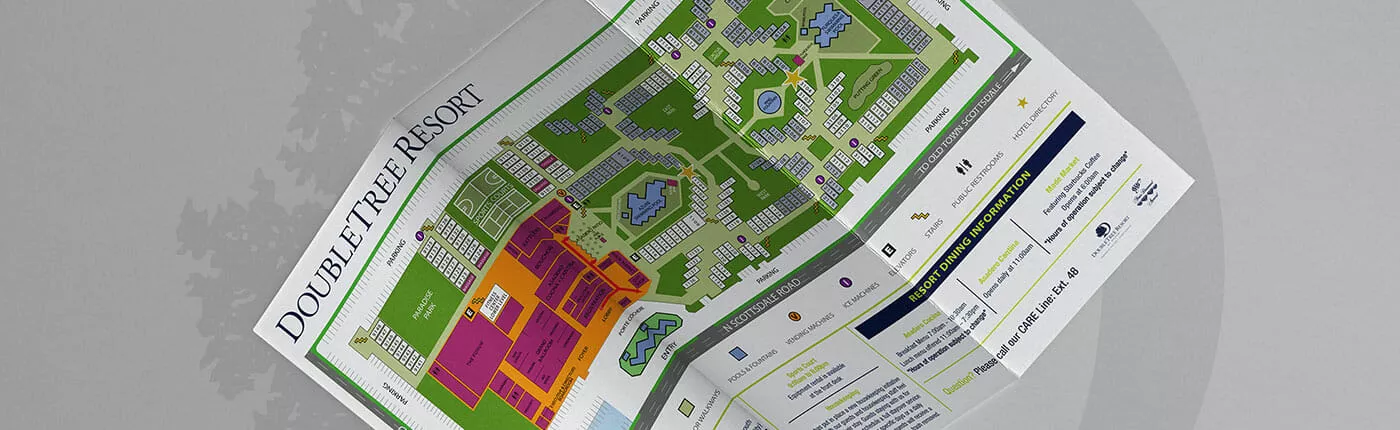 Close up of printed map for Doubletree Resorts.