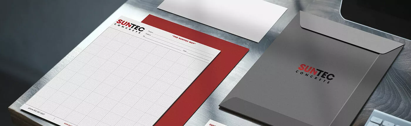 Business stationery for Suntec Concrete construction company.