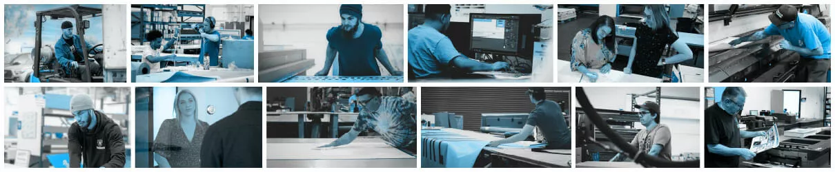 Multiple B&W images with specific items that are highlighted in blue.