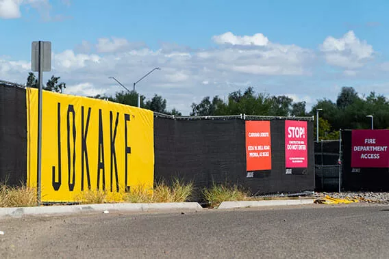 Construction fence wrap banner and signage.