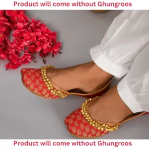 Red Banarasi Bridal Jutti Without Ghungroo