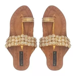 Floral Crystals Kolhapuri Chappal