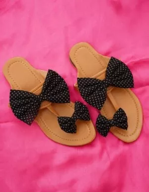 Charcoal Small Polka Dots Kolhapuri Chappal