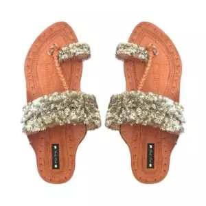 Light Gold Bling Embellished Kolhapuri Chappal
