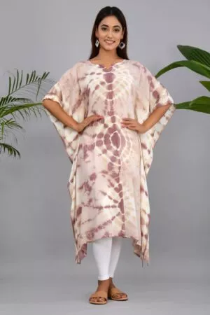Light Brown Hand-dyed Crepe Kaftan Kurti