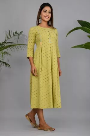 Green Printed Anarkali Kurta