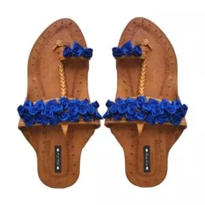 Blue Roses Embellished Kolhapuri Chappal