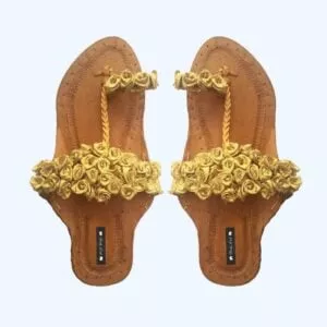 Golden Roses Embellished Kolhapuri Chappal
