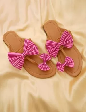 Pink Bow Kolhapuri Chappal