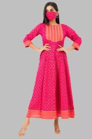 Pink & Gold Anarkali Kurta
