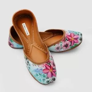 Light Blue Floral Digital Print Jutti